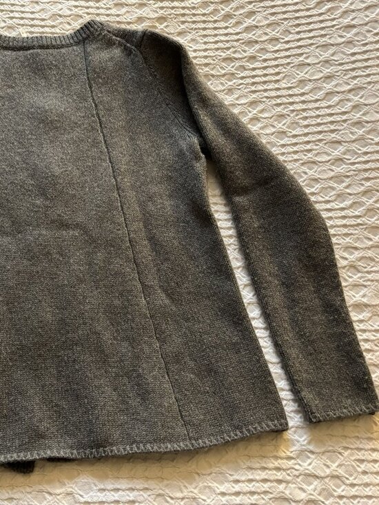 Margaret O'Leary, 70%Merino Wool/ 30%Cashmere, Grey Cable-Knit Cardigan, Size M - Picture 4 of 6